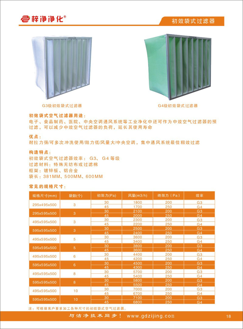 初效袋式空調(diào)過(guò)濾器型號(hào)規(guī)格尺寸